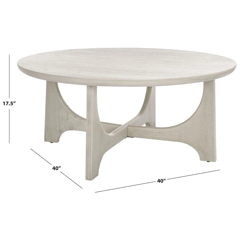 Table basse ronde en bois Cveta de SAFAVIEH Couture - 101,6 cm L x 101,6 cm P x 45,7 cm H