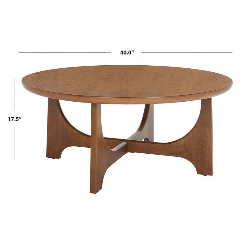 Table basse ronde en bois Cveta de SAFAVIEH Couture - 101,6 cm L x 101,6 cm P x 45,7 cm H