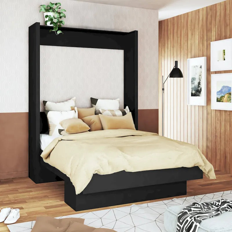 Lit escamotable contemporain Oakland Living Easy Lift, format Queen brésilien, avec étagère