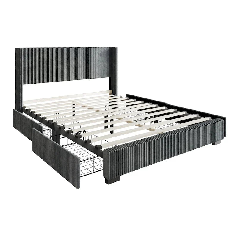 Lit plateforme de rangement entièrement rembourré Rochester