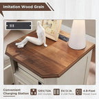 Table de chevet style ferme 18 pouces avec station de recharge, table d'appoint, table de chevet