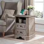 Table de chevet style ferme 18 pouces avec station de recharge, table d'appoint, table de chevet