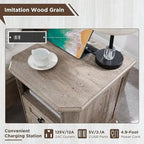 Table de chevet style ferme 18 pouces avec station de recharge, table d'appoint, table de chevet