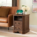 Table de chevet style ferme 18 pouces avec station de recharge, table d'appoint, table de chevet