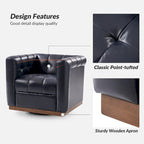 Fauteuil club pivotant en cuir véritable capitonné capitonné, style moderne du milieu du siècle, par HULALA HOME