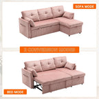 Canapé d'angle réversible en L avec méridienne et rangement, revêtu de velours côtelé/chenille et poche latérale