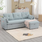 Canapé d'angle réversible en L avec méridienne et rangement, revêtu de velours côtelé/chenille et poche latérale