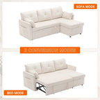 Canapé d'angle réversible en L avec méridienne et rangement, revêtu de velours côtelé/chenille et poche latérale