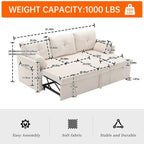 Canapé d'angle réversible en L avec méridienne et rangement, revêtu de velours côtelé/chenille et poche latérale