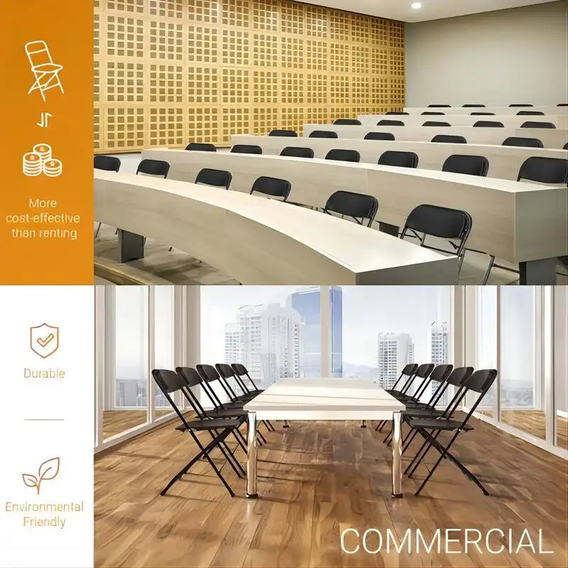 Ensemble de 10 chaises pliantes en plastique pour salles de conférence scolaires