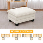 Ensemble de meubles de salon, canapé d'angle modulable avec pouf, canapé convertible