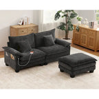 Ensemble de meubles de salon, canapé d'angle modulable avec pouf, canapé convertible