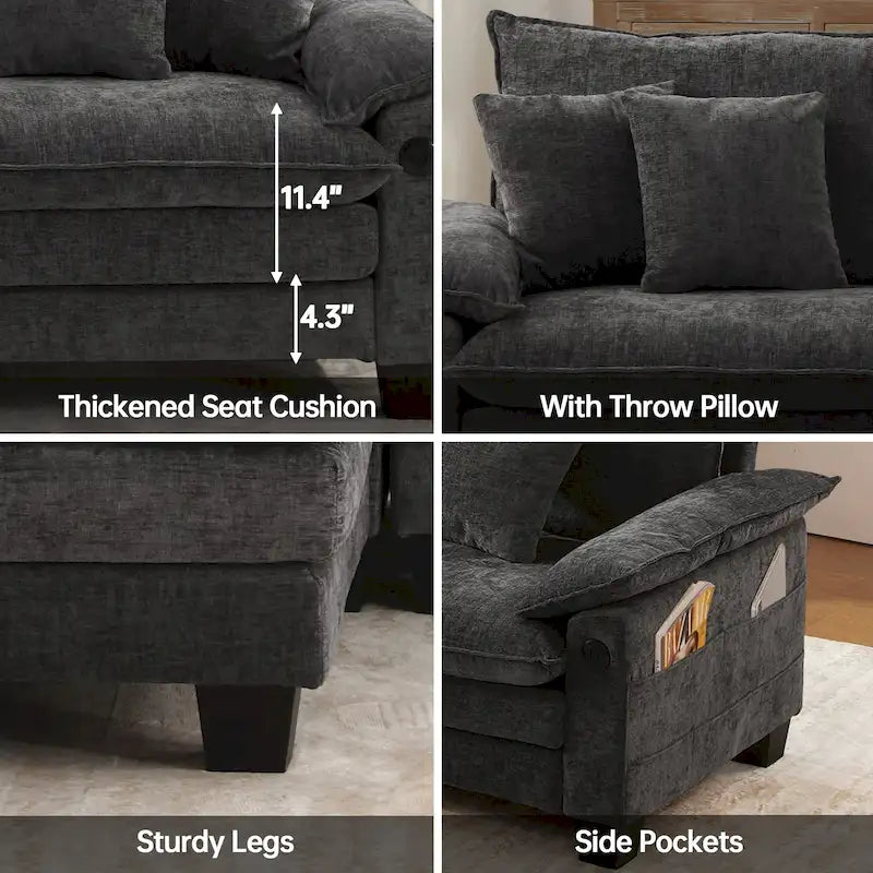 Ensemble de meubles de salon, canapé d'angle modulable avec pouf, canapé convertible