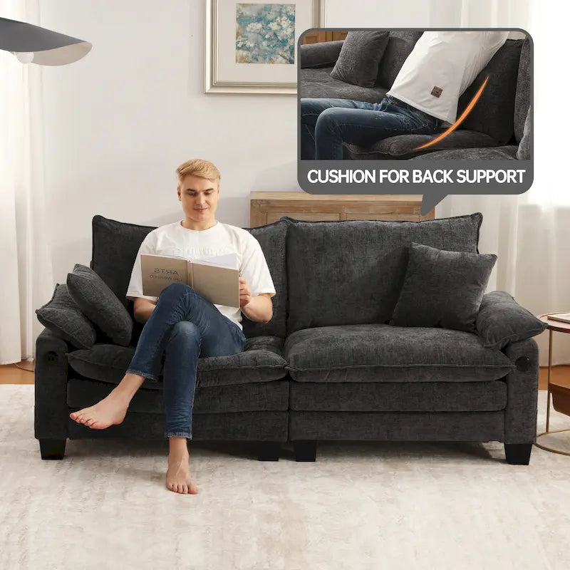 Ensemble de meubles de salon, canapé d'angle modulable avec pouf, canapé convertible