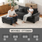 Ensemble de meubles de salon, canapé d'angle modulable avec pouf, canapé convertible