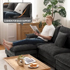 Ensemble de meubles de salon, canapé d'angle modulable avec pouf, canapé convertible