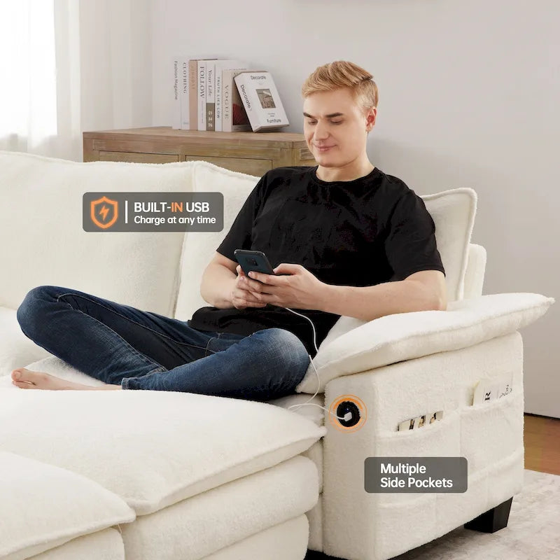 Ensemble de meubles de salon, canapé d'angle modulable avec pouf, canapé convertible