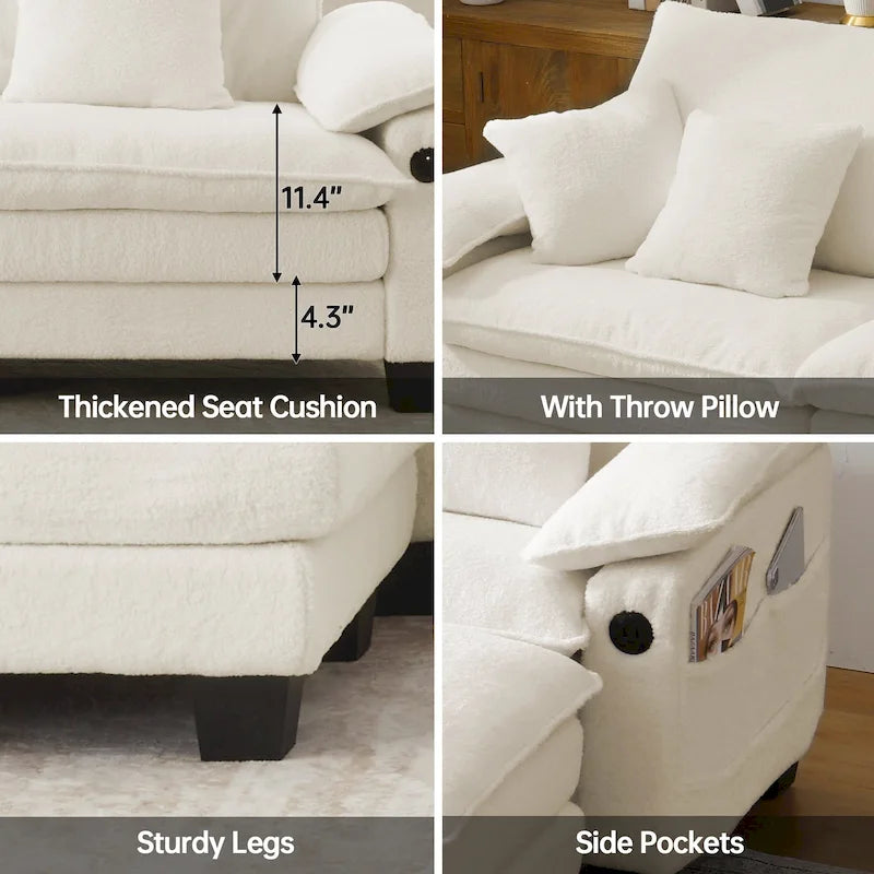 Ensemble de meubles de salon, canapé d'angle modulable avec pouf, canapé convertible