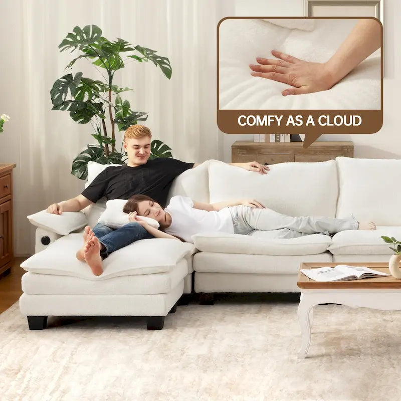 Ensemble de meubles de salon, canapé d'angle modulable avec pouf, canapé convertible