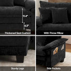 Ensemble de meubles de salon, canapé d'angle modulable avec pouf, canapé convertible