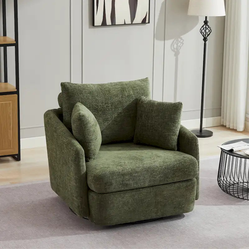 Fauteuil pivotant rembourré de 40,6 cm de large avec coussins
