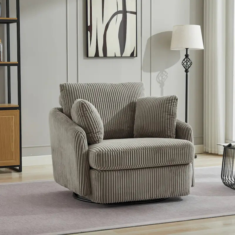 Fauteuil pivotant rembourré de 40,6 cm de large avec coussins