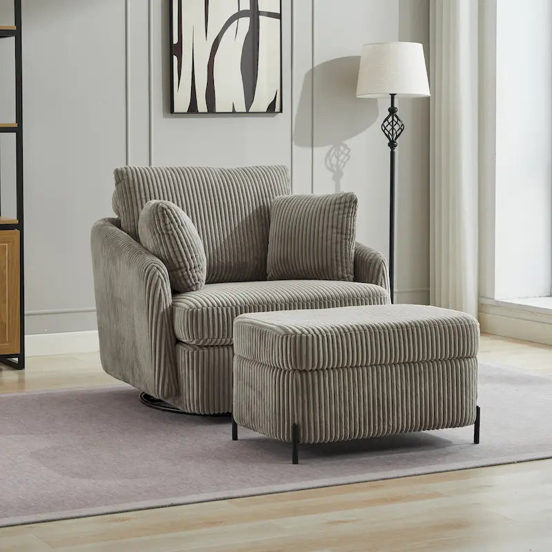 Fauteuil pivotant rembourré de 40,6 cm de large avec coussins