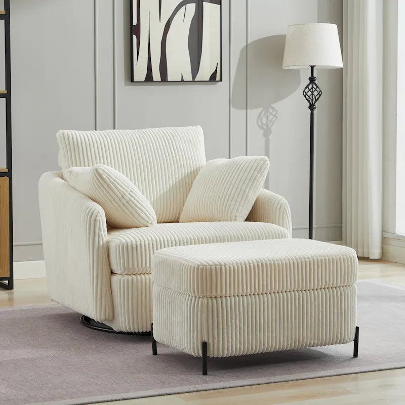 Fauteuil pivotant rembourré de 40,6 cm de large avec coussins