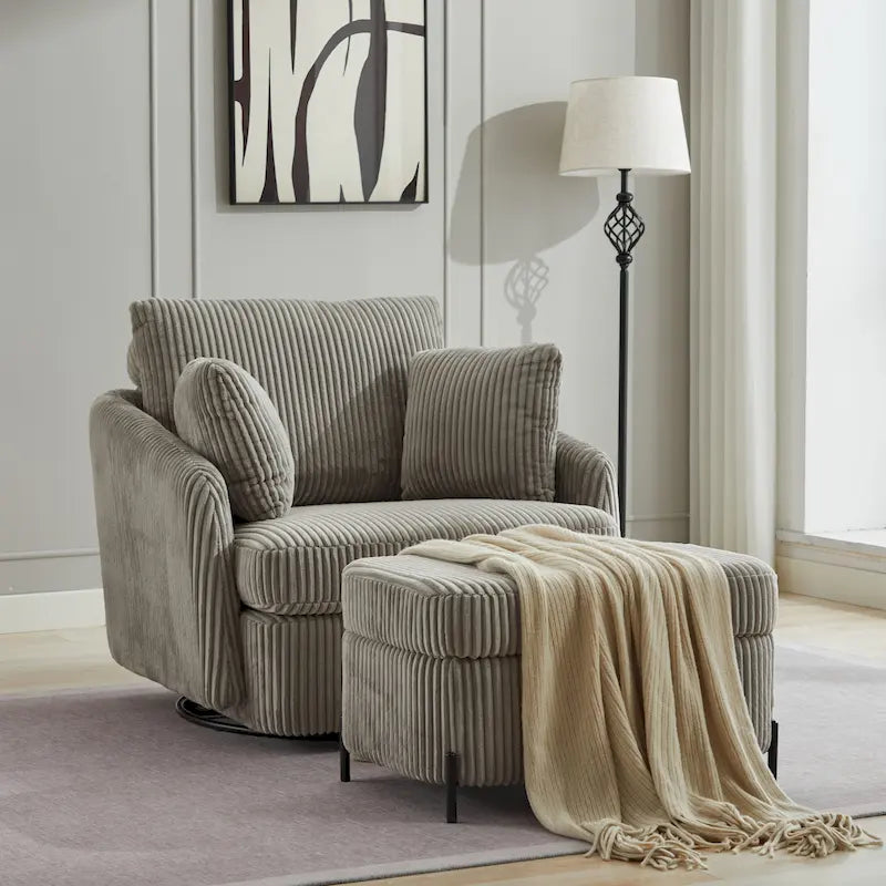 Fauteuil pivotant rembourré de 40,6 cm de large avec coussins