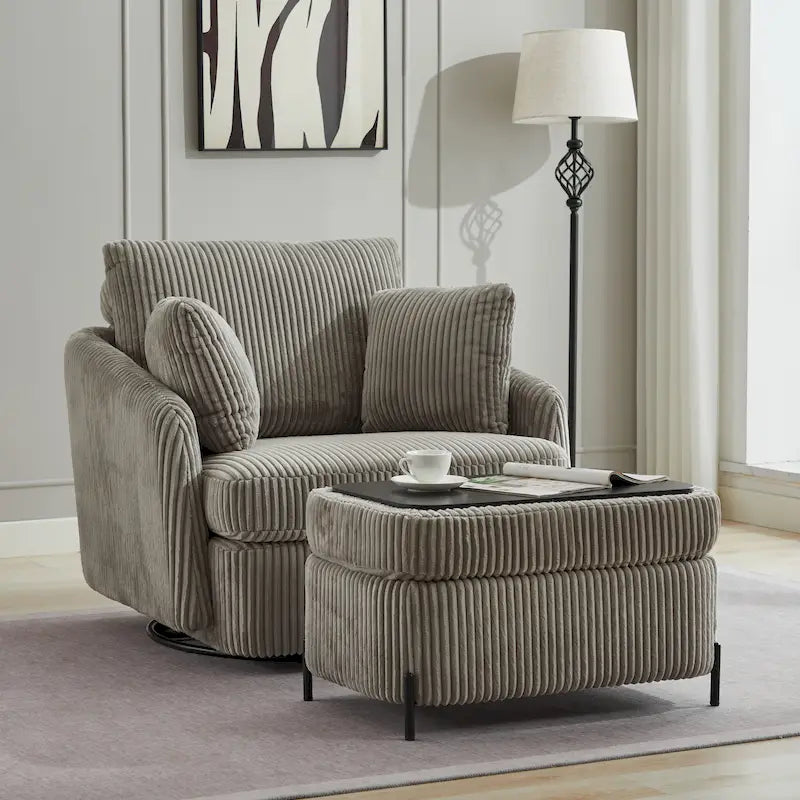 Fauteuil pivotant rembourré de 40,6 cm de large avec coussins