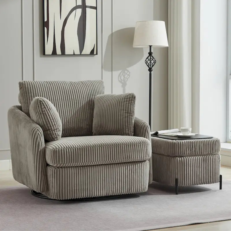 Fauteuil pivotant rembourré de 40,6 cm de large avec coussins