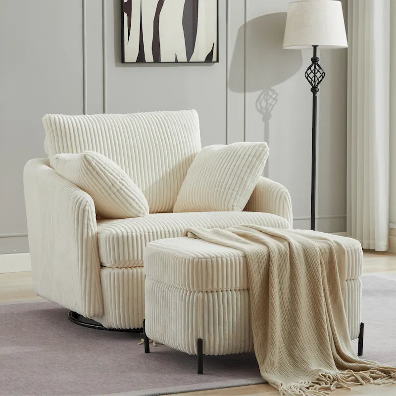 Fauteuil pivotant rembourré de 40,6 cm de large avec coussins