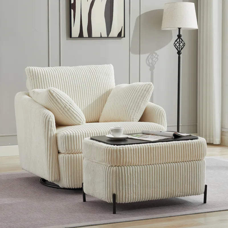 Fauteuil pivotant rembourré de 40,6 cm de large avec coussins