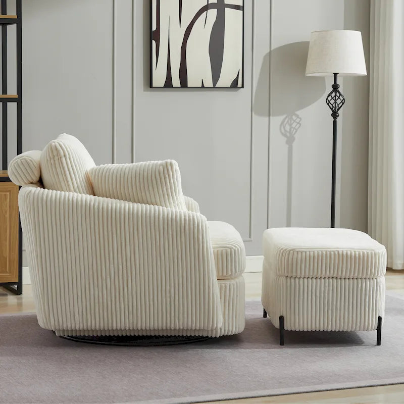 Fauteuil pivotant rembourré de 40,6 cm de large avec coussins