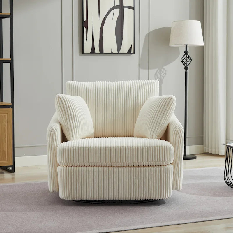 Fauteuil pivotant rembourré de 40,6 cm de large avec coussins