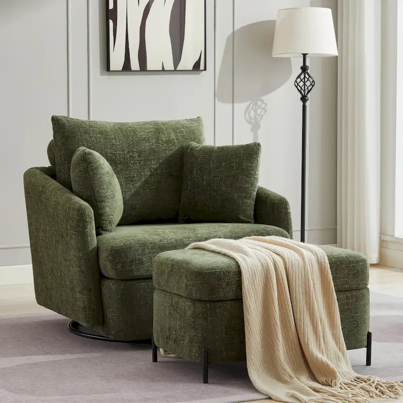 Fauteuil pivotant rembourré de 40,6 cm de large avec coussins