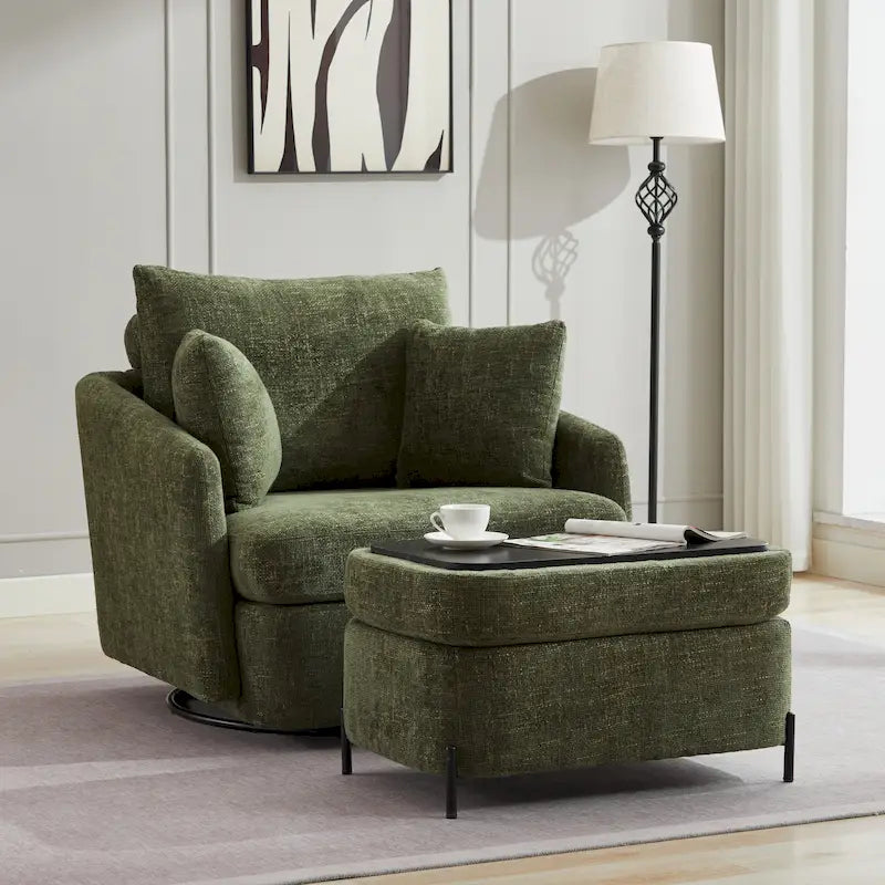 Fauteuil pivotant rembourré de 40,6 cm de large avec coussins