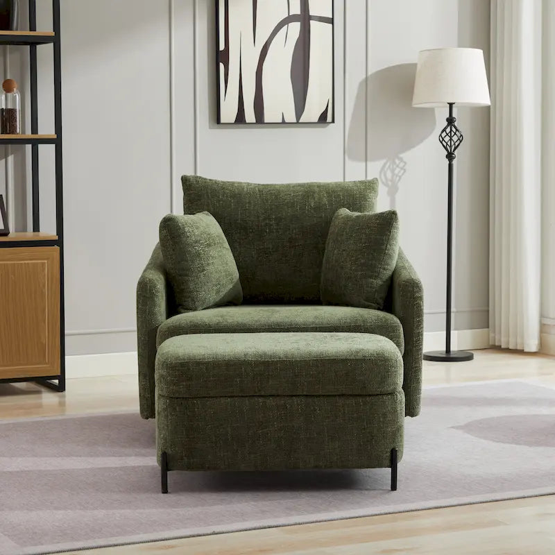 Fauteuil pivotant rembourré de 40,6 cm de large avec coussins