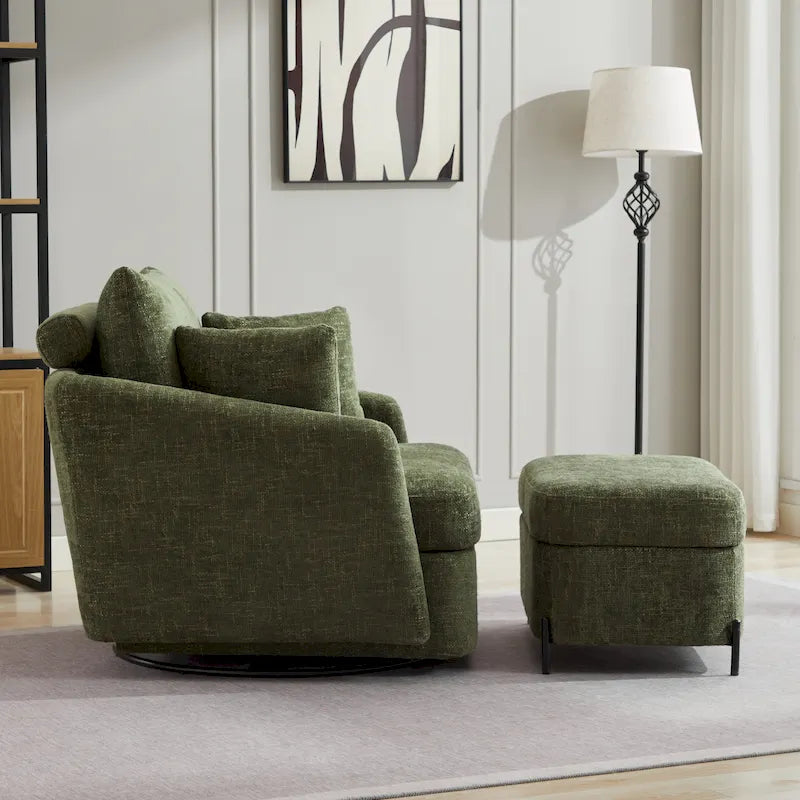 Fauteuil pivotant rembourré de 40,6 cm de large avec coussins