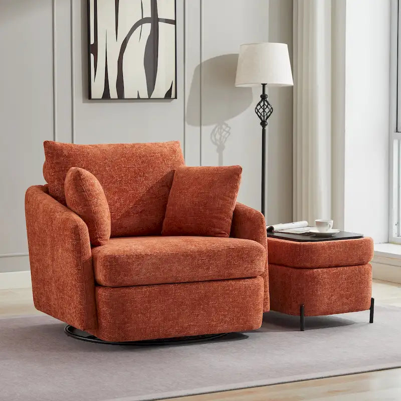 Fauteuil pivotant rembourré de 40,6 cm de large avec coussins