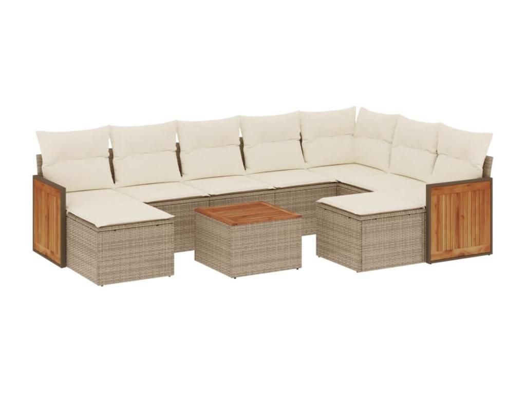 Ensemble de mobilier de jardin en résine tressée beige - dlz1766584010358