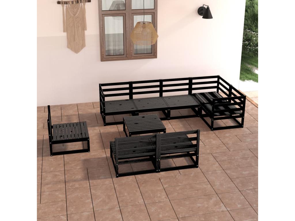 Ensemble de mobilier de jardin en pin noir - dlz1766583702115