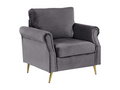 Fauteuil d'appoint en velours gris - dlz1766584047315