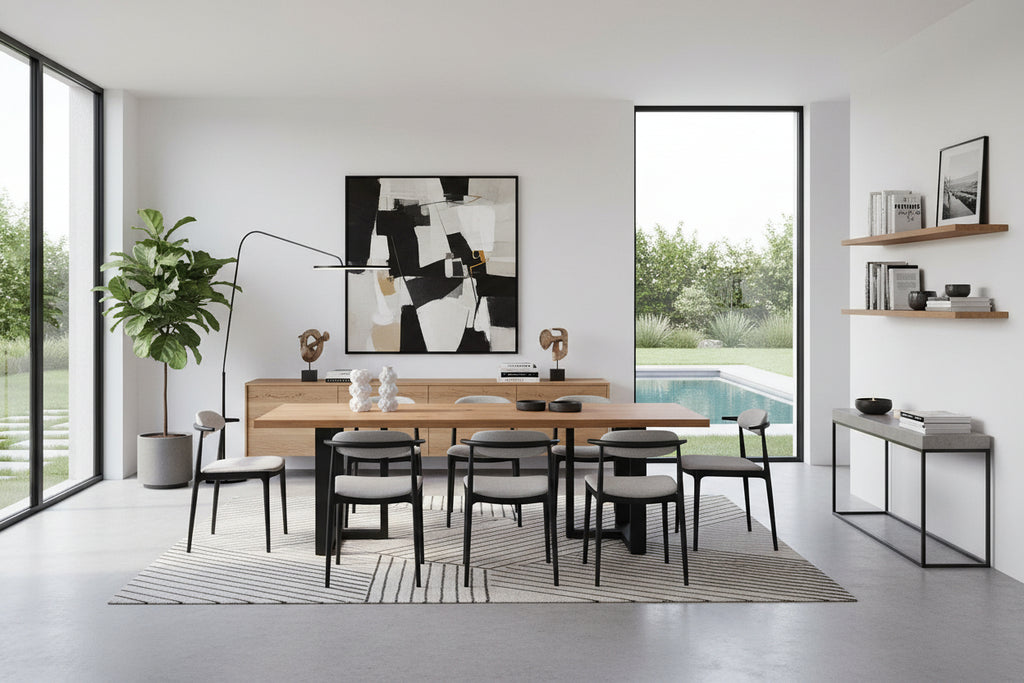 Table de salle à manger en chêne brun