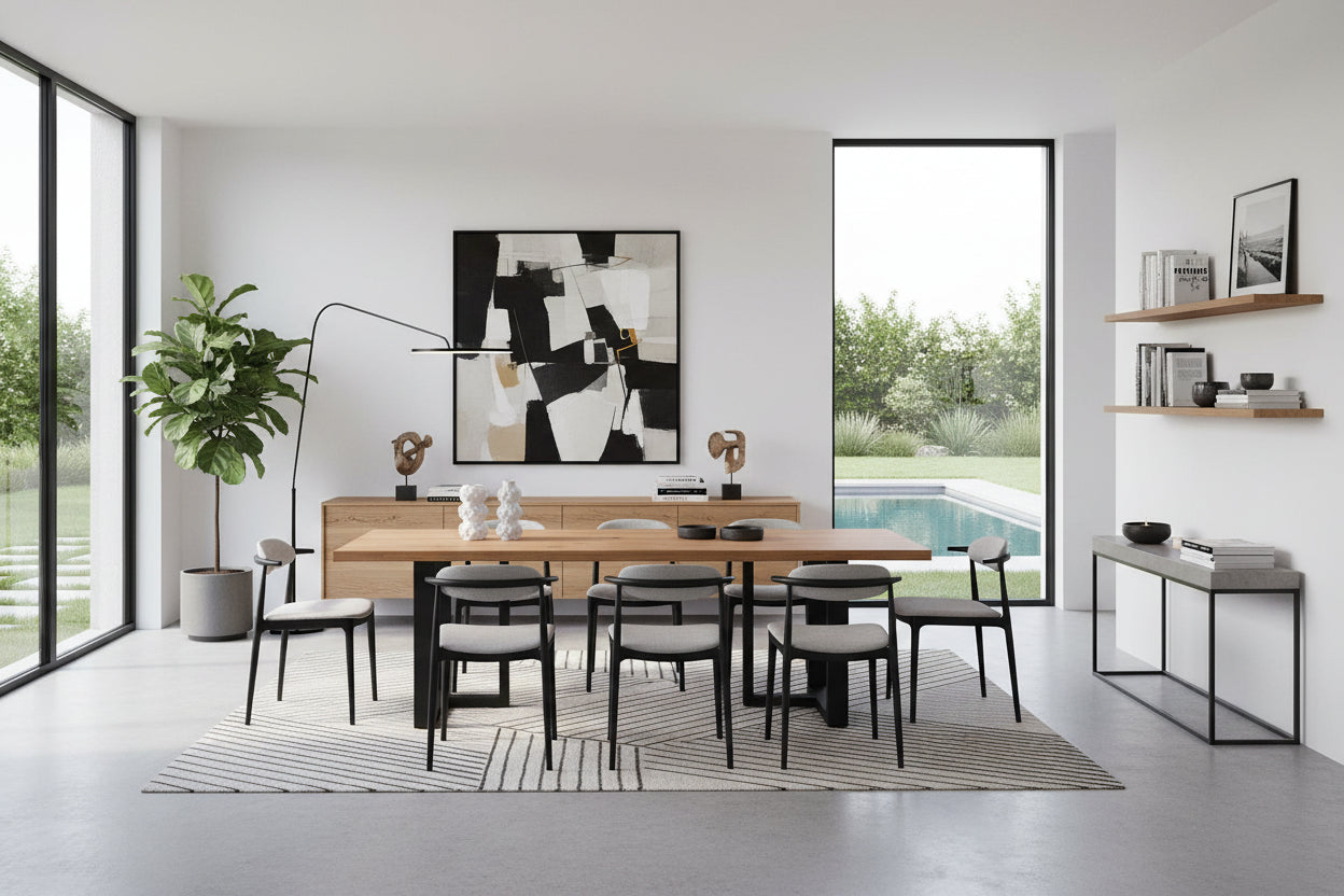 Table de salle à manger en chêne brun