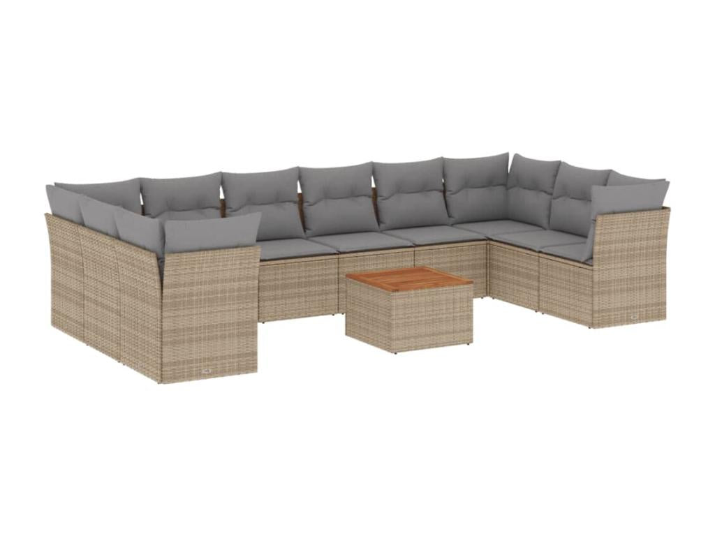 Ensemble de mobilier de jardin en résine tressée beige - dlz1766583572388