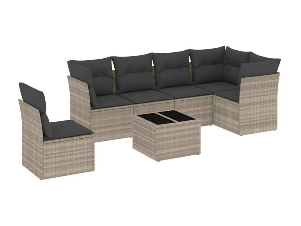 Ensemble de mobilier de jardin en résine tressée grise - dlz1766583966128