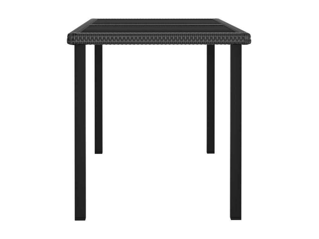 Table en résine tressée noire, 140 x 70 x 73 cm