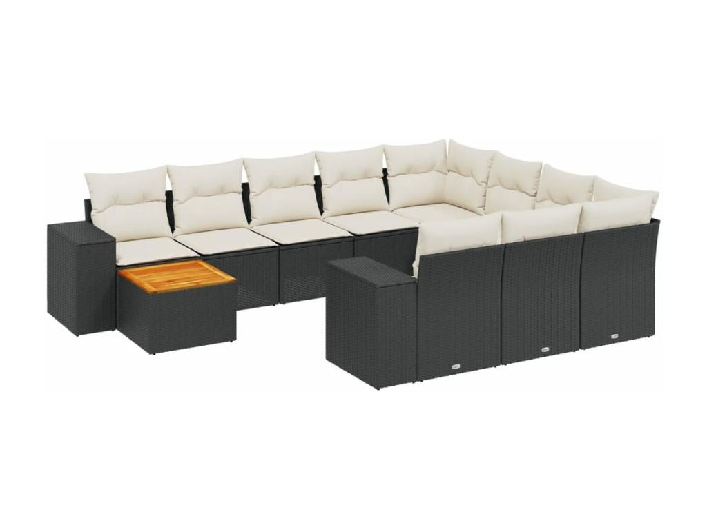 Ensemble de mobilier de jardin en résine tressée noire - dlz1766583726546