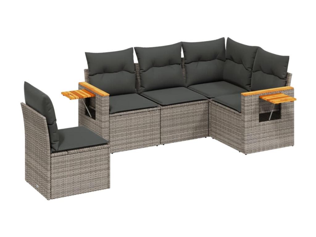 Ensemble de mobilier de jardin en résine tressée grise - dlz1766583747546